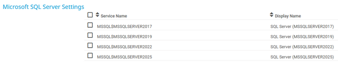 Microsoft SQL Server Settings